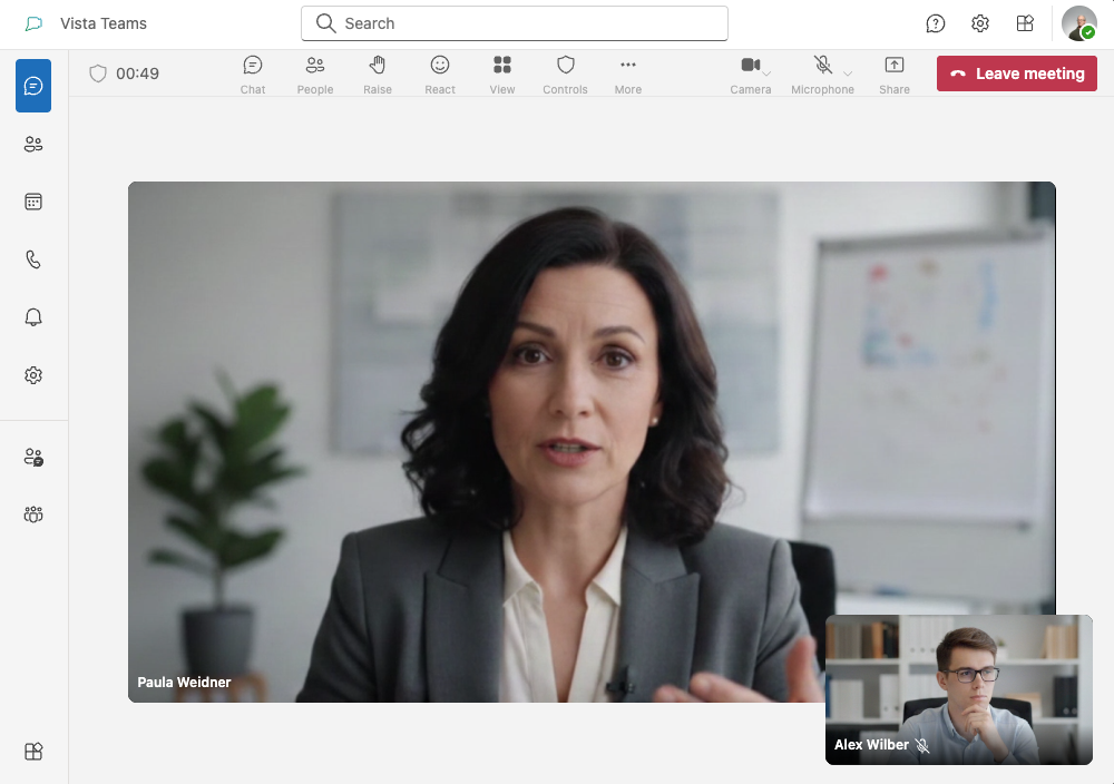 Sparks video call interface with multiple participants